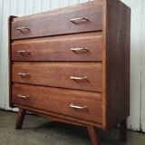Vintage chest of drawers with solid oak compass legs
