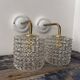 Pair of vintage chiseled glass wall lights