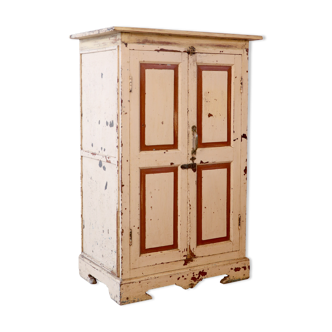 Old burmese teak cabinet original ecru-red patina