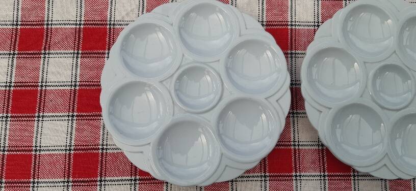 Set of 4 Sarreguemines art deco seafood plates