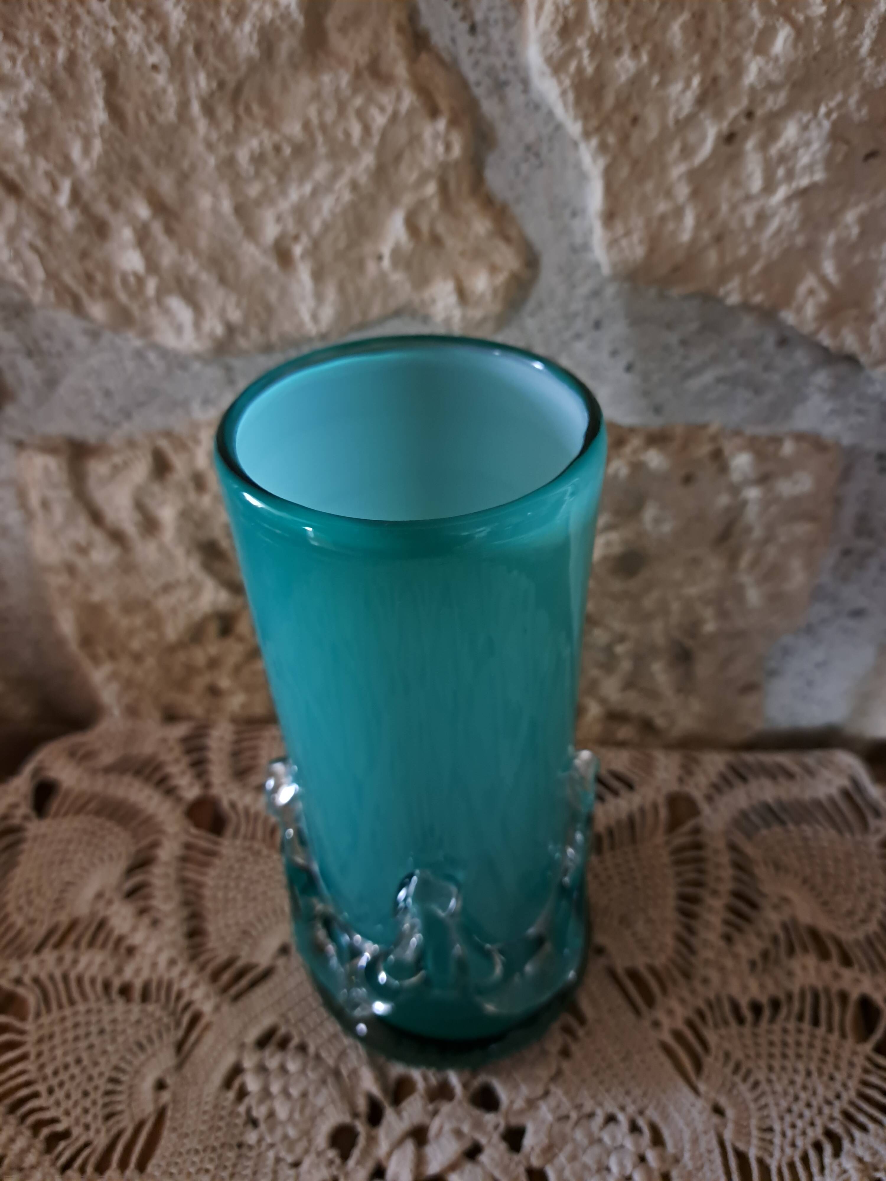 Vase en verre soufflé d'art polonais, Cracovie