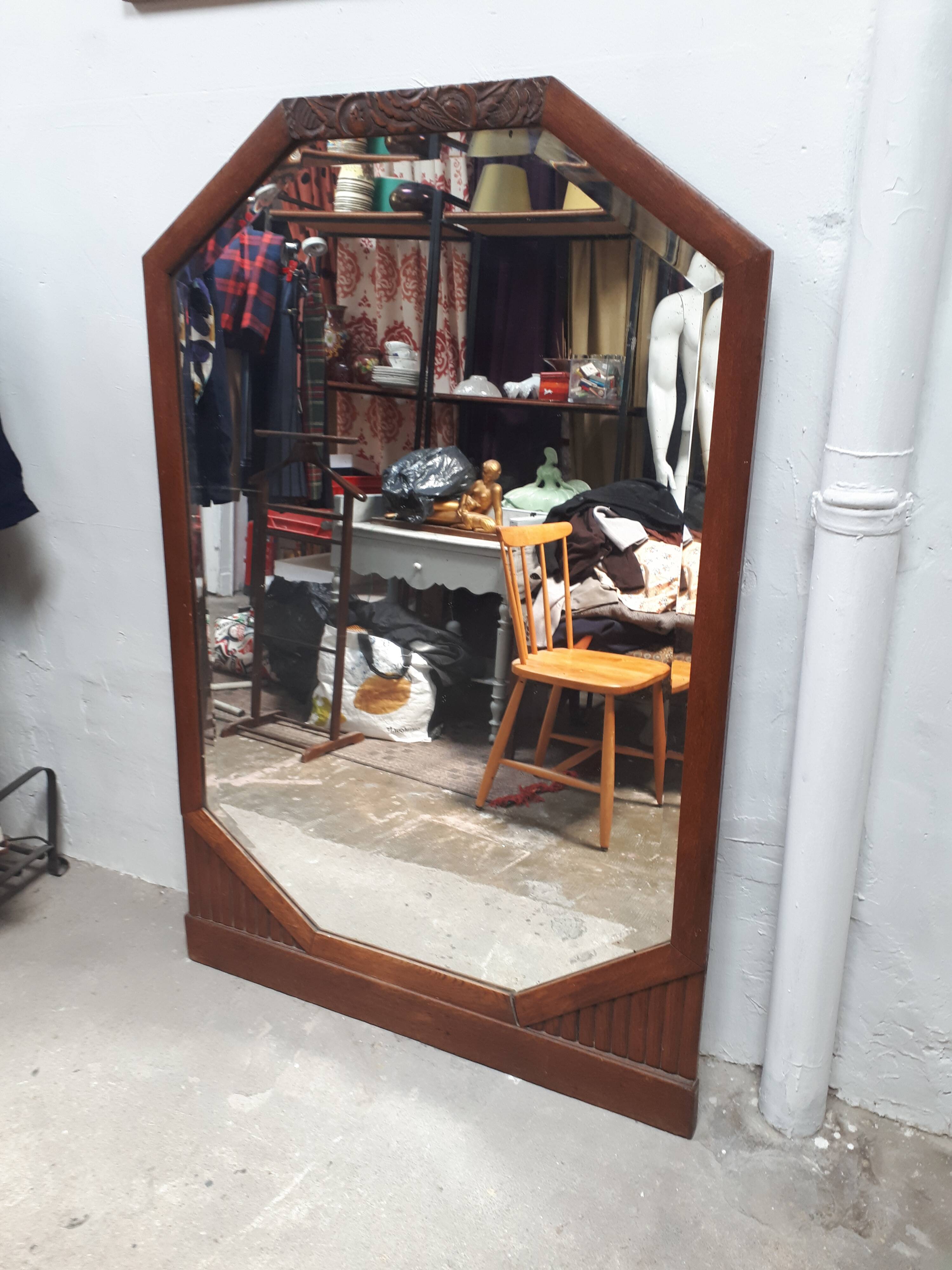 Wood mirror carved art deco 1930