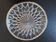 Large glass moulded dish with silver-plated metal frame