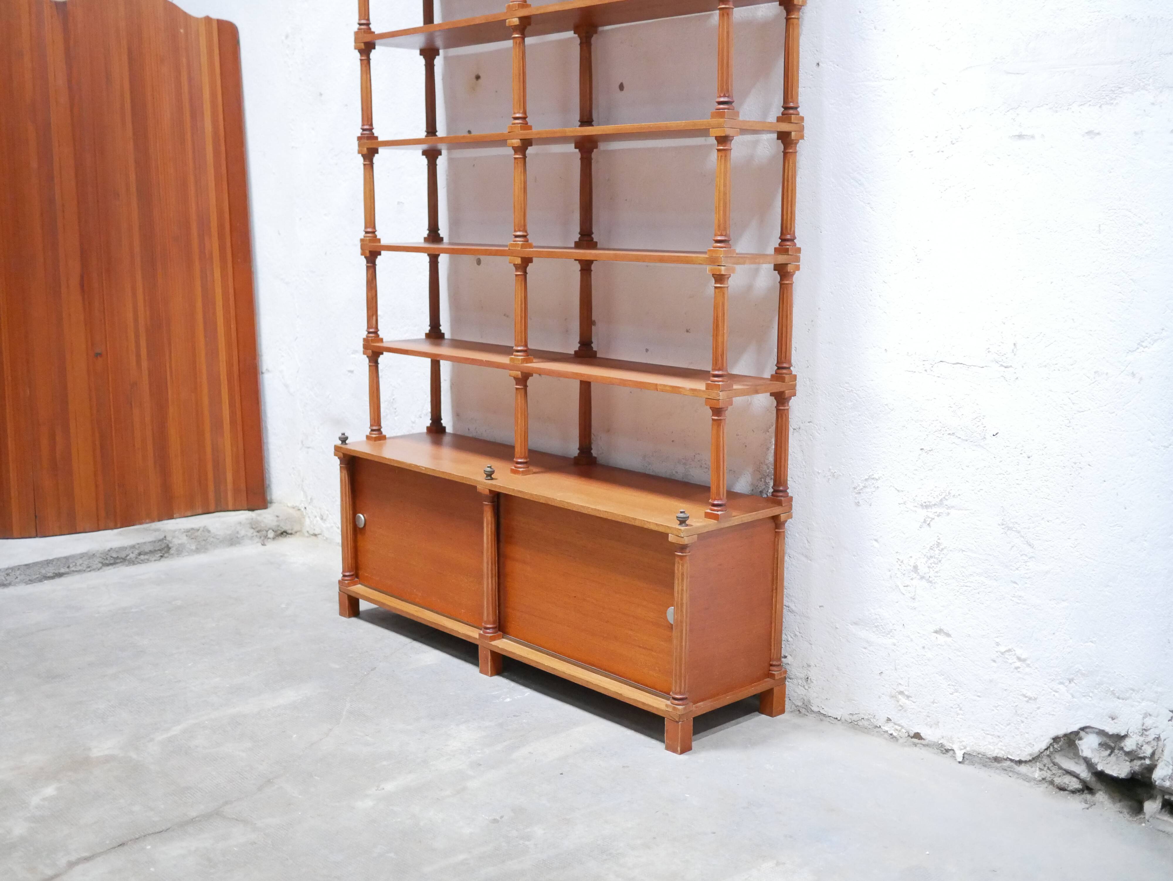Vintage wooden bookshelf library