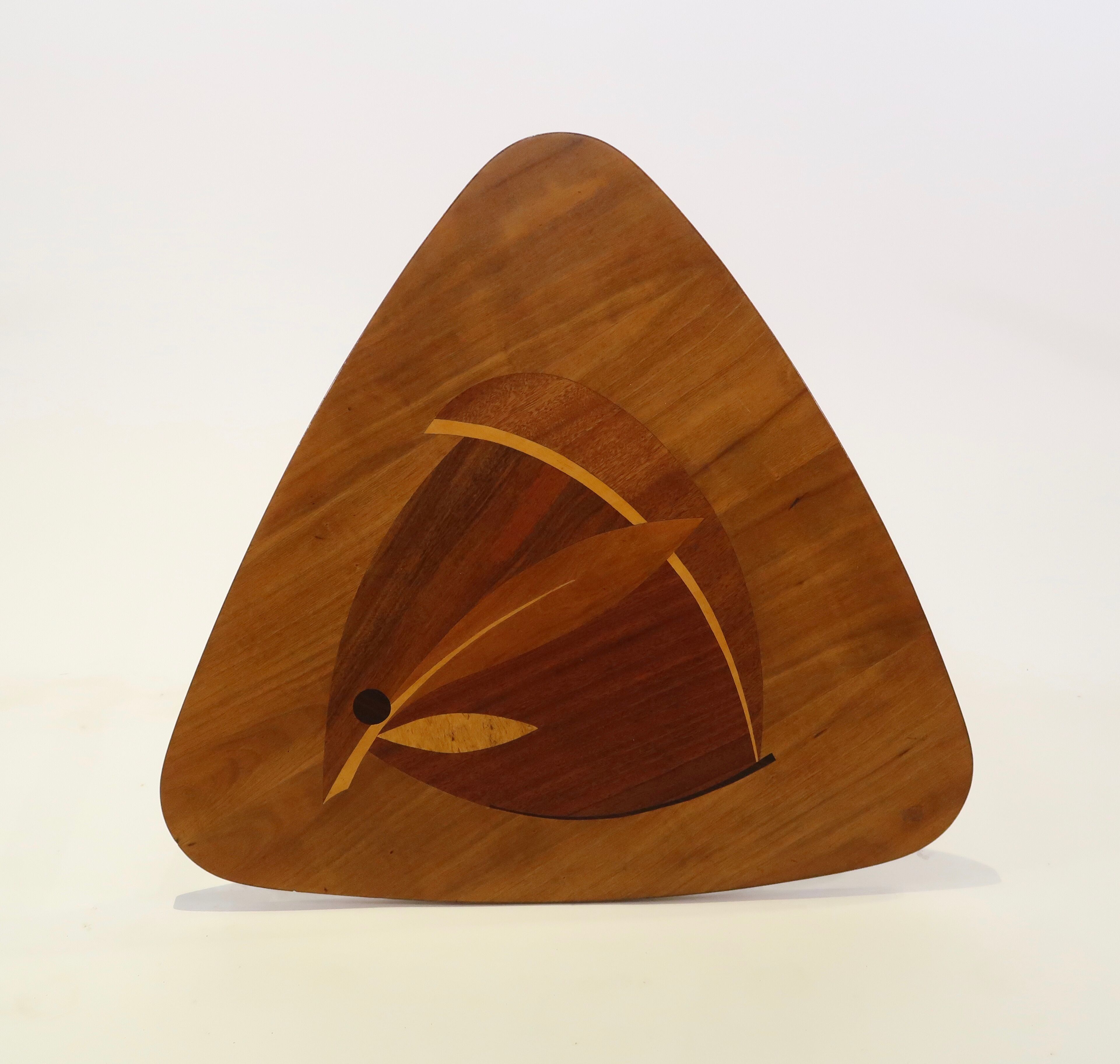 Table vintage tripod marquetry, France 1950 's