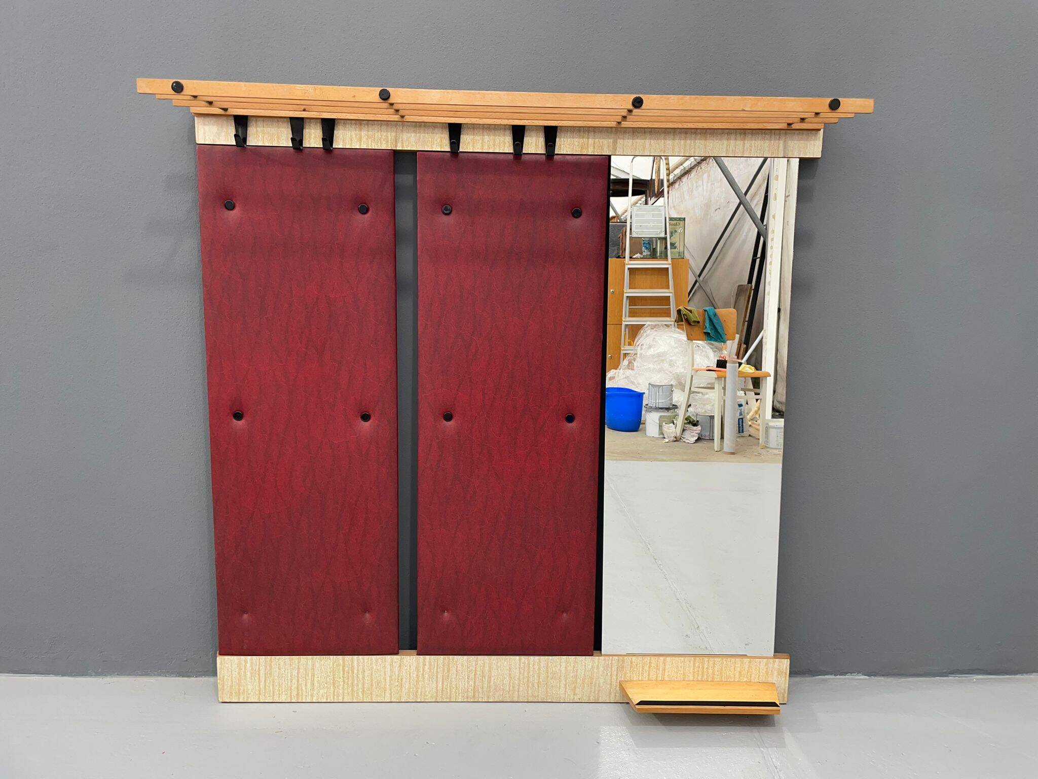 Vintage Wall-Mounted Hallway Panel with Hooks, Mirror & Shelf, 1960s