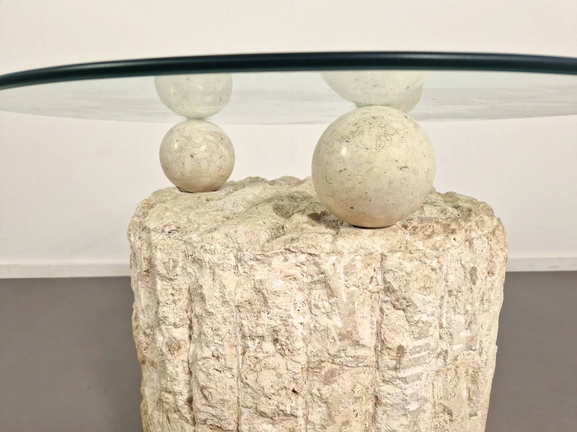 Fossil stone coffee table | Magnussen Ponte | 1980s