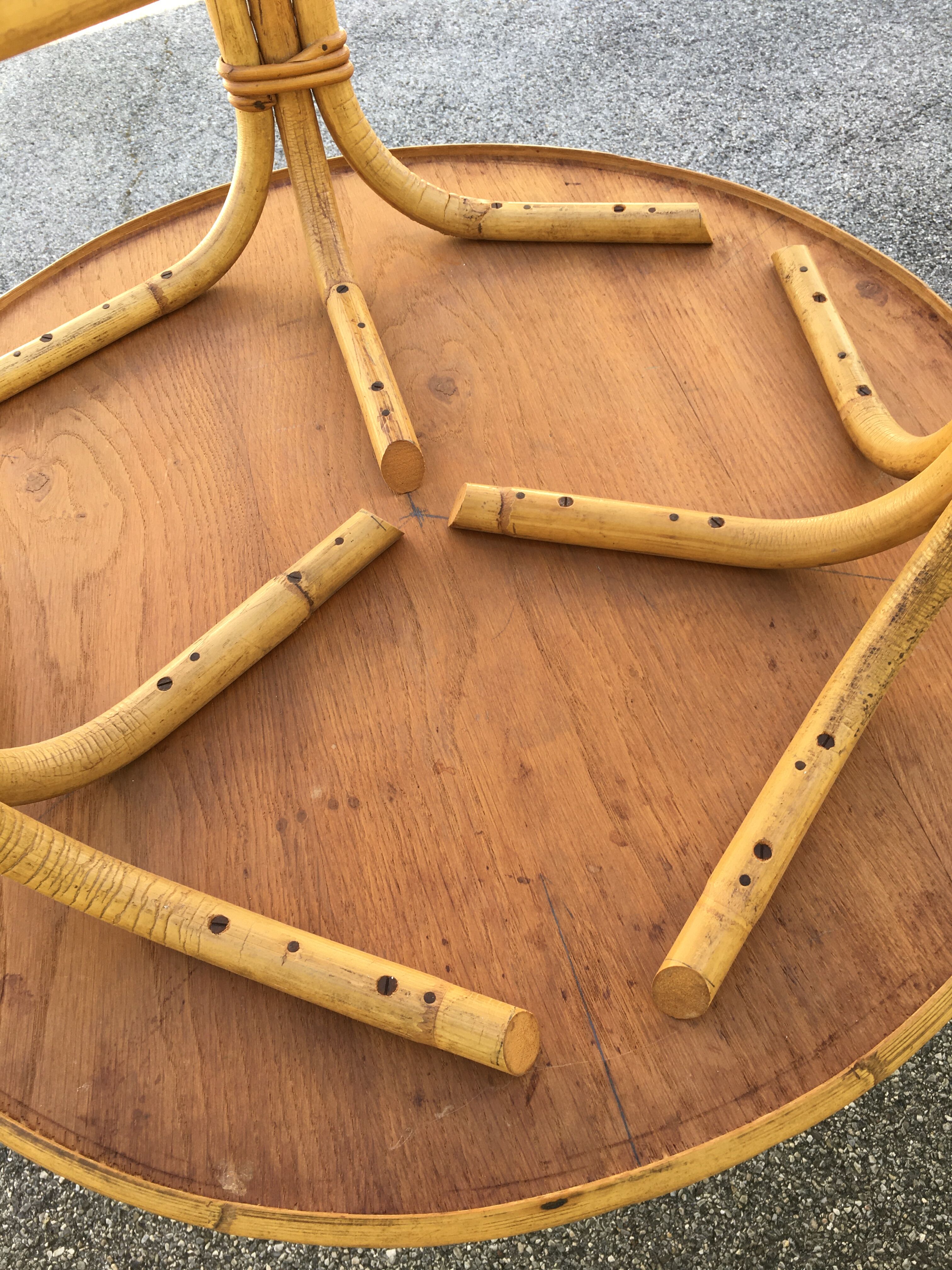 Round rattan coffee table Audoux-Minnet