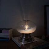 Lampe vintage verre Murano Mazzega et métal chromé