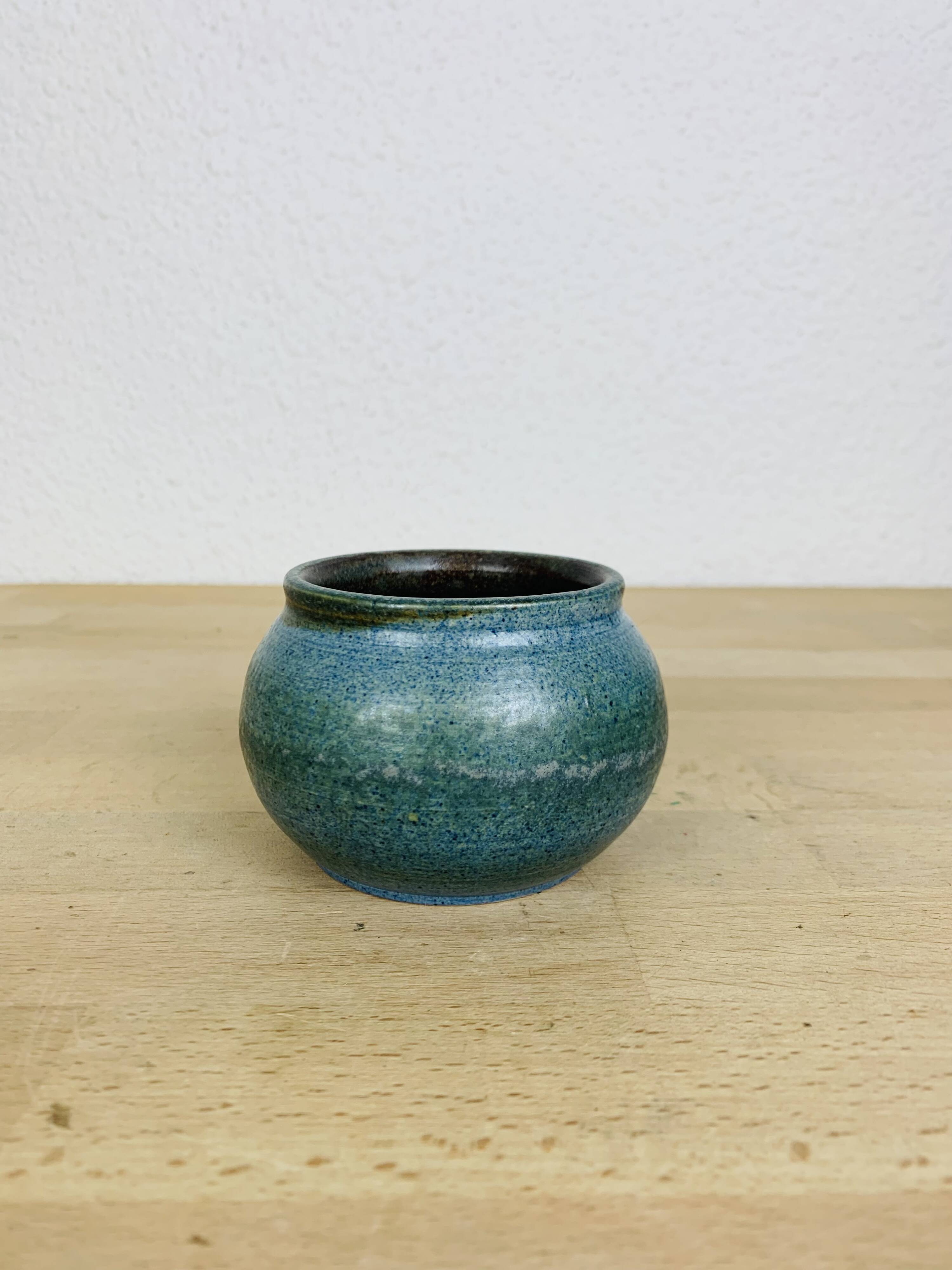 Blue stoneware ball vase