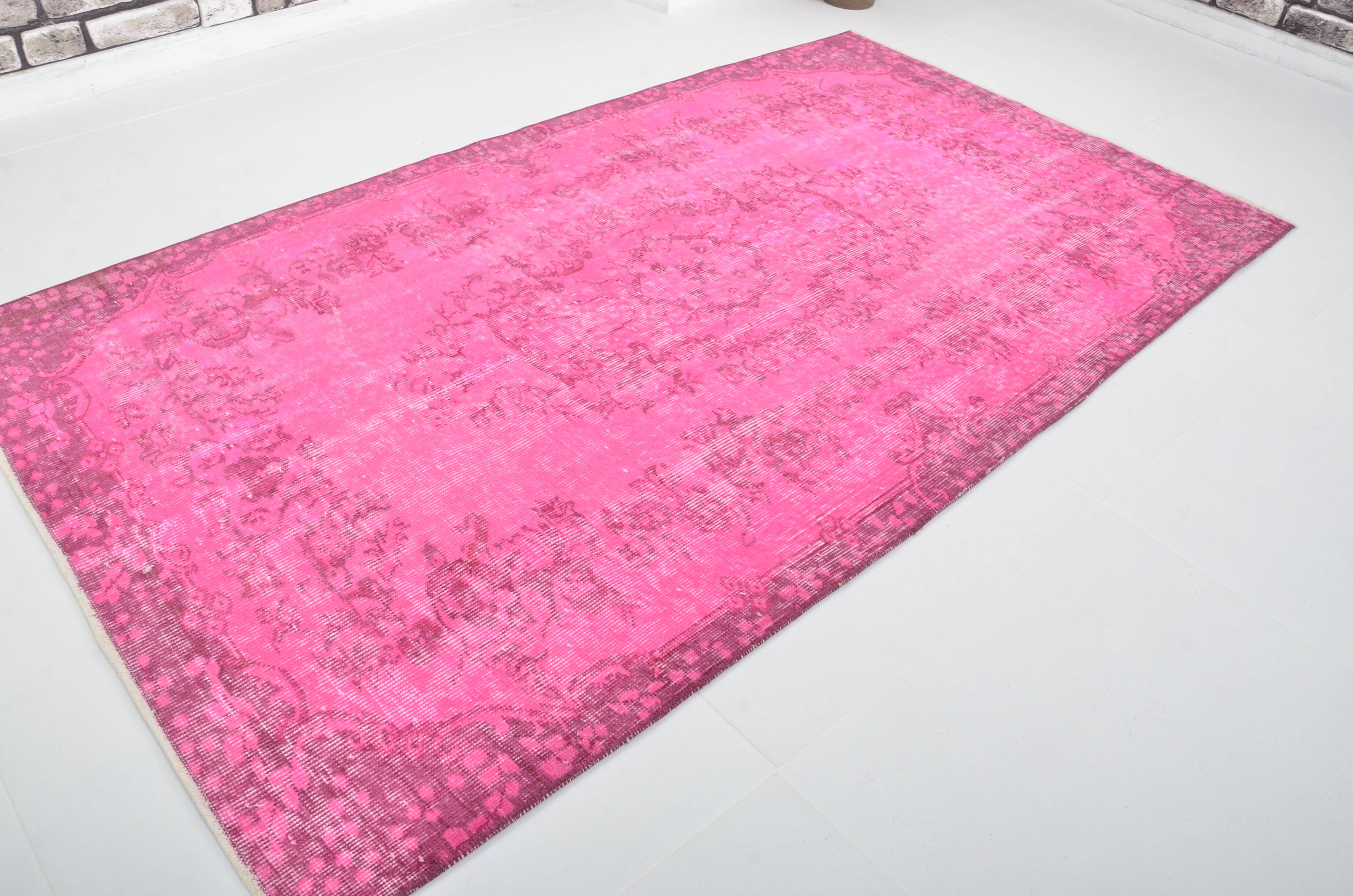 Oushak Floor Pink Wool Carpet 3148