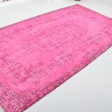 Oushak Floor Pink Wool Carpet 3148