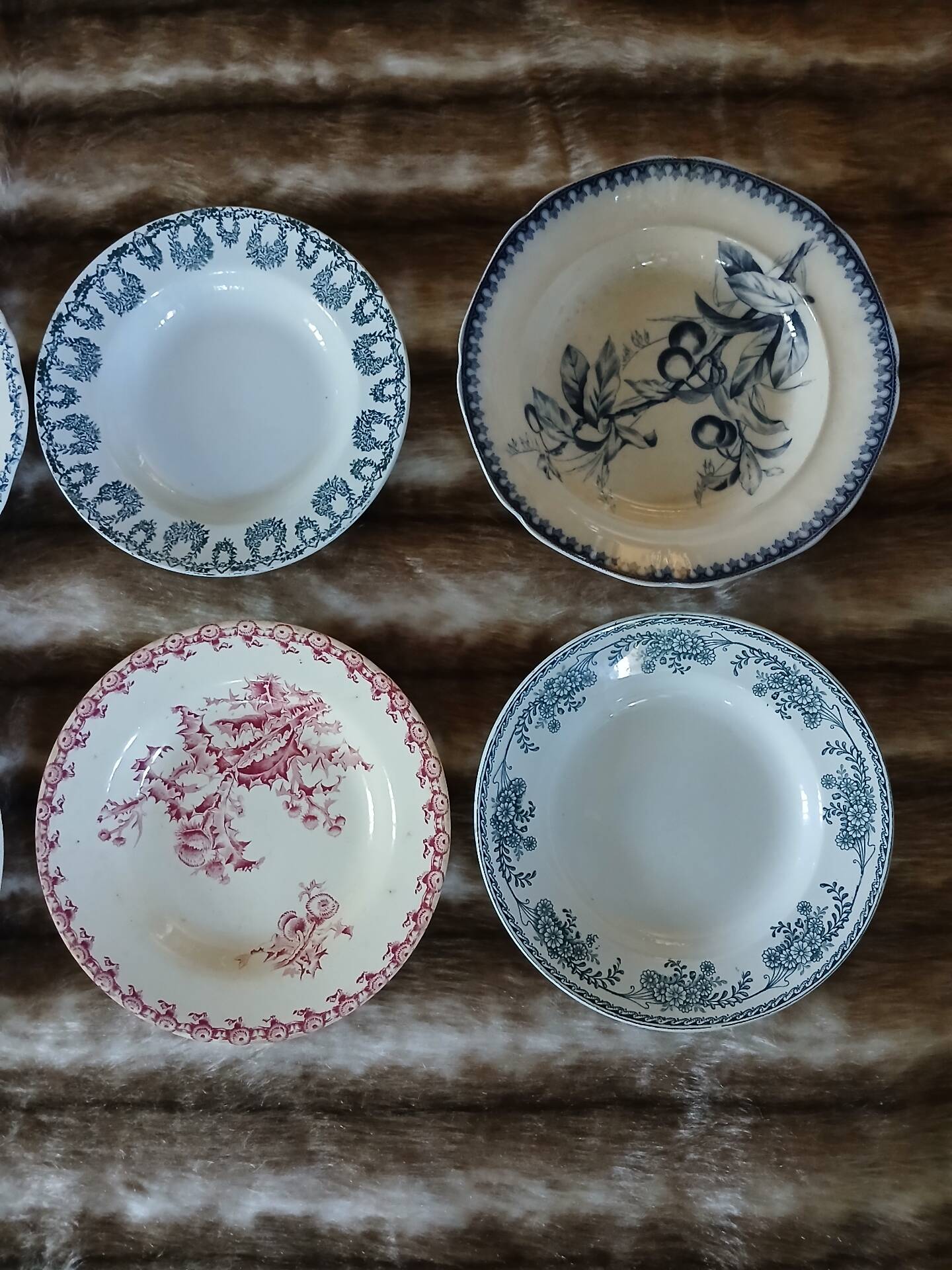 8 antique deep plates in ironstone