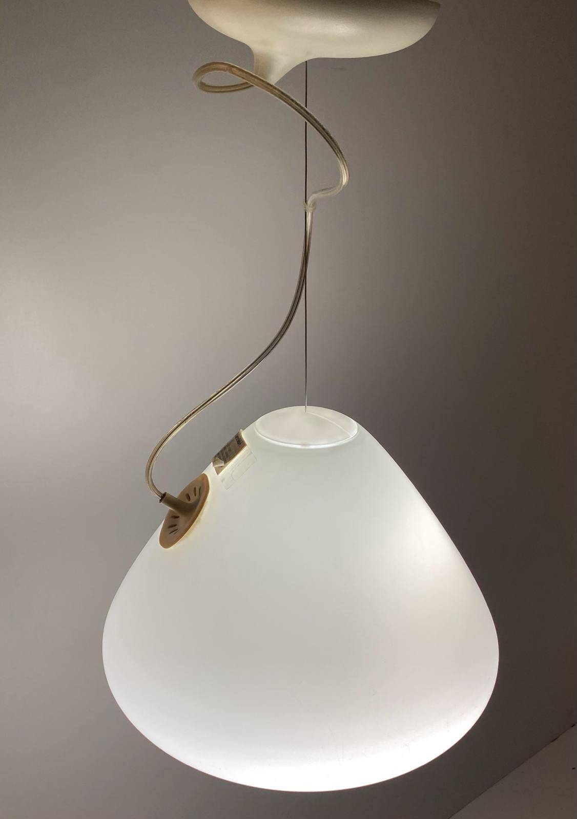 White glass pendant " Capsule " designed by Ross Lovegrove for Artemide. Italy 2010