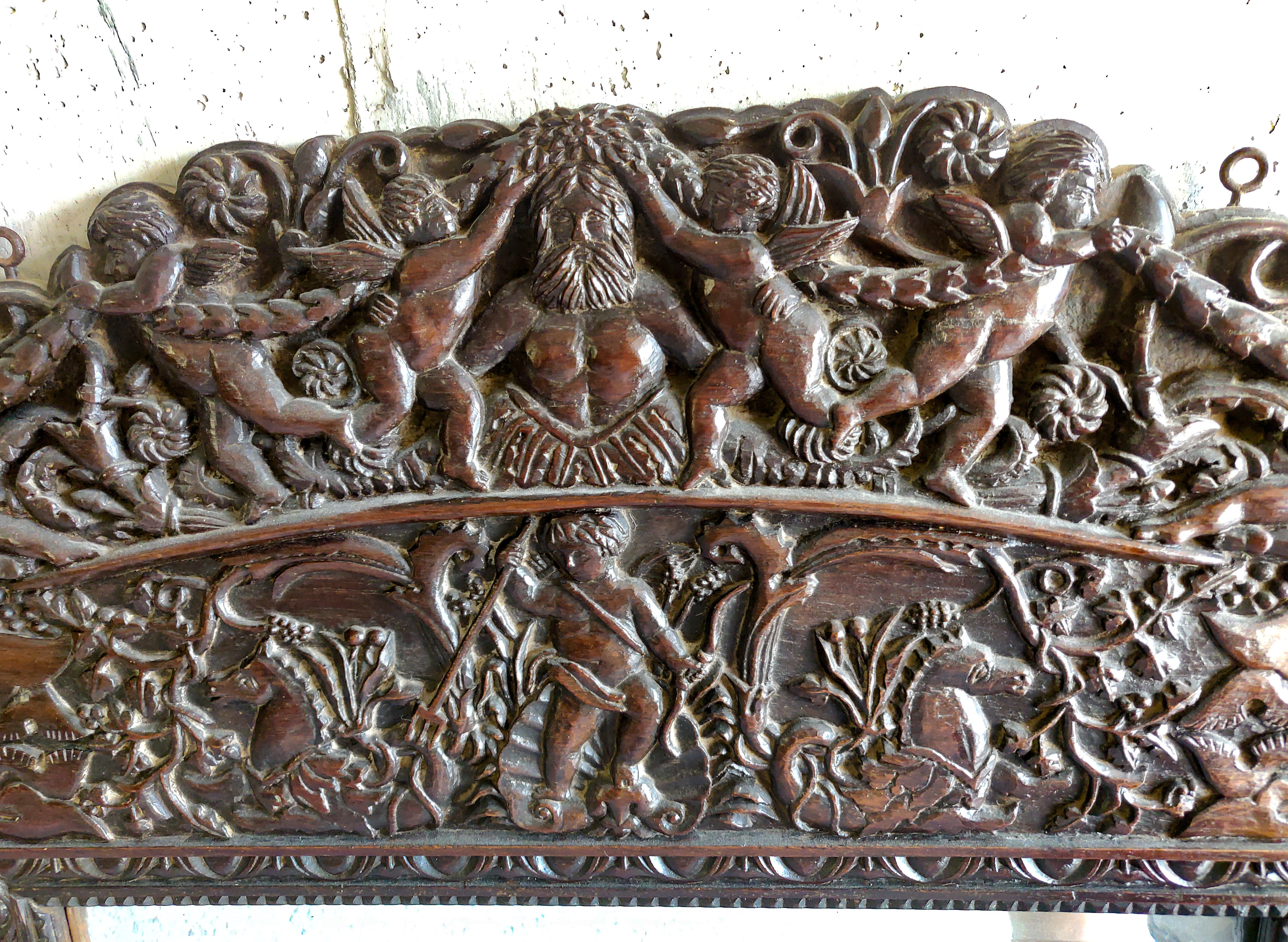 Spanish Renaissance mirror oak XIXth 137cm