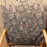 Pair of Louis XIII Style Armchairs in Sheep Bone, Needlepoint Tapestry
