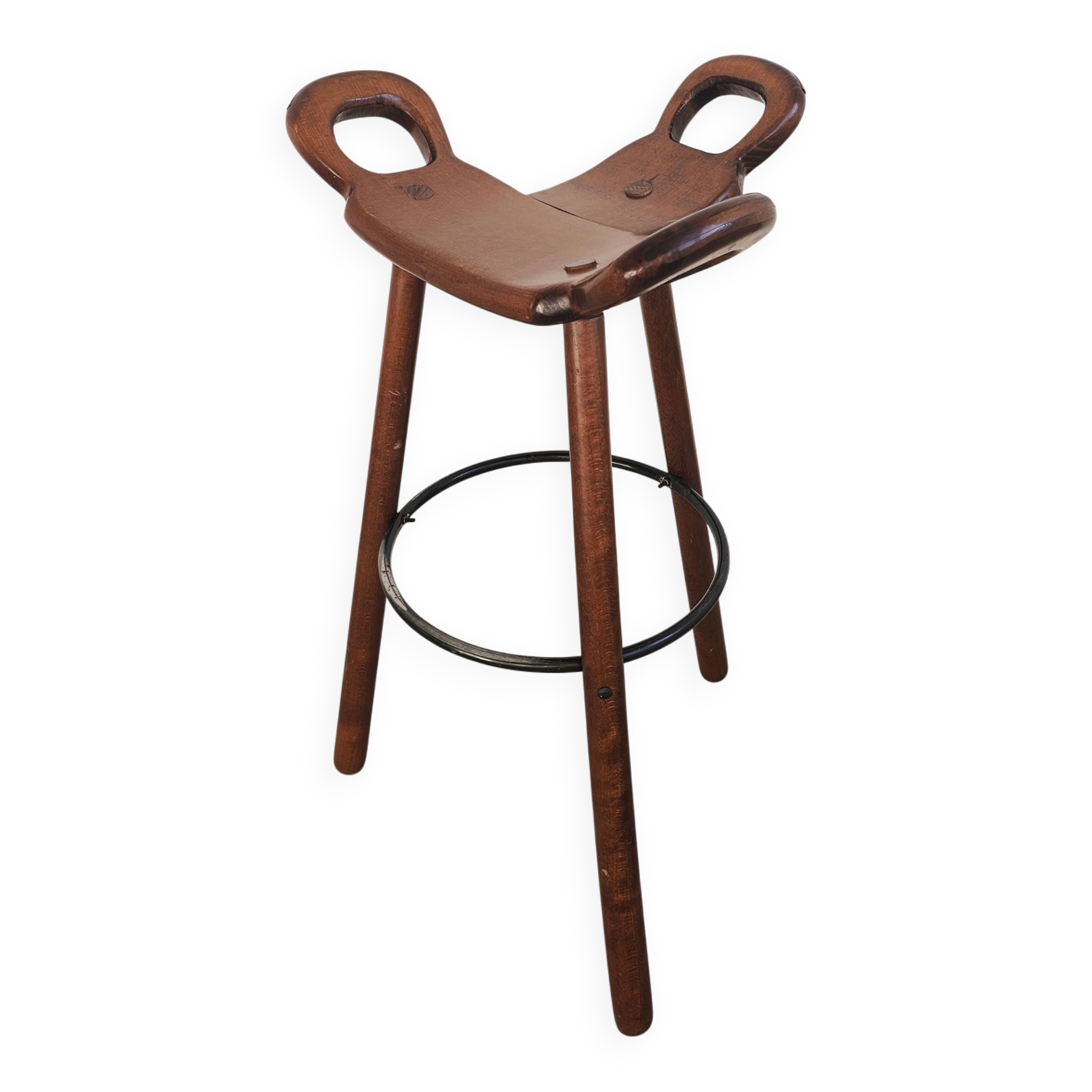 Brutalist bar stool "Marbella" in solid oak