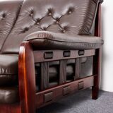 Canapé vintage en palissandre et cuir de veau, modèle-rodeio par jean gillon 1968 italma woodart