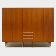Large vintage mid century 5-door wardrobe with three drawers in teak, 1960s