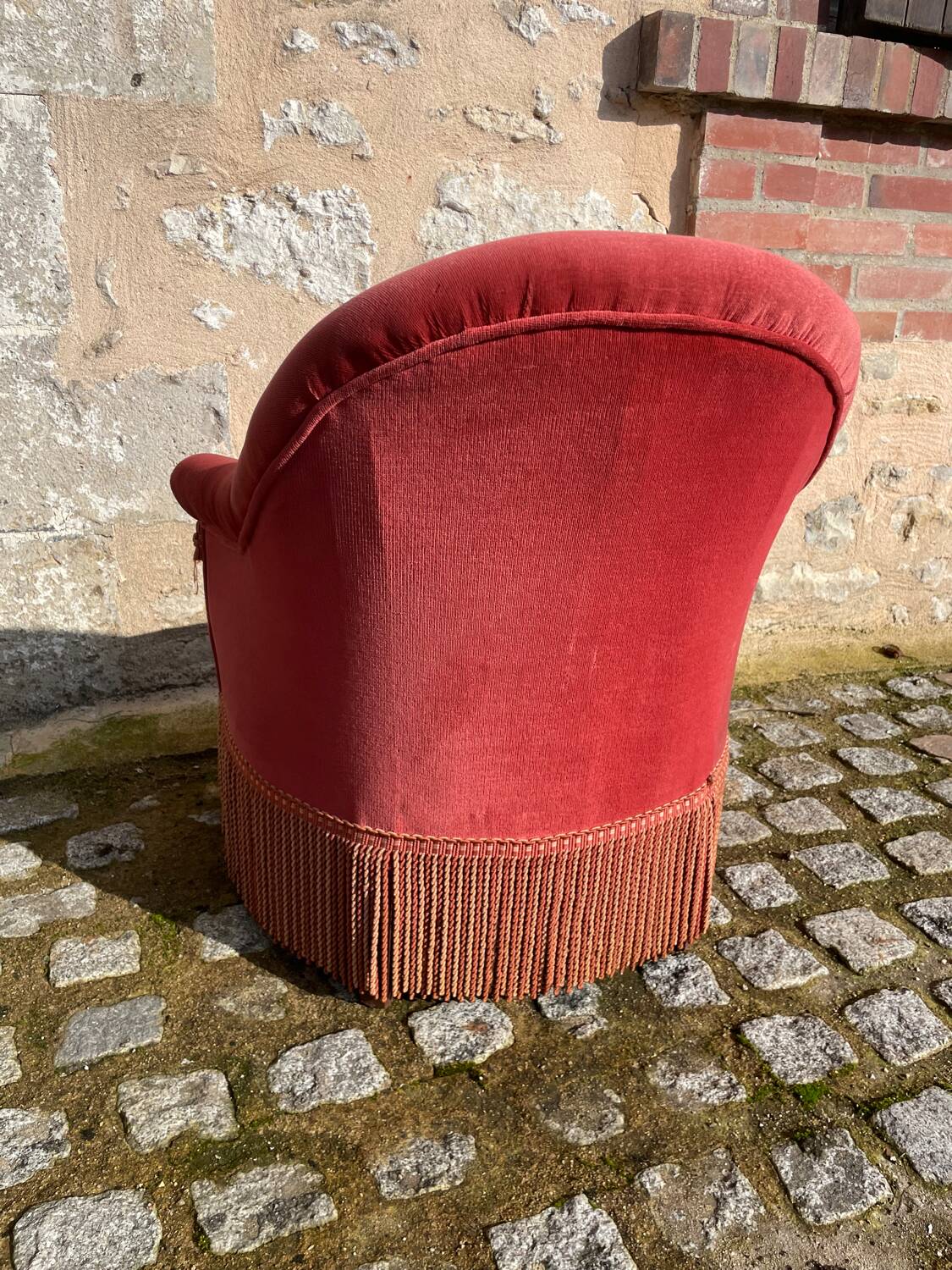 Fauteuil crapaud velours rose