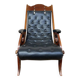 Fauteuil de bateau Chesteefield en acajou et cuir