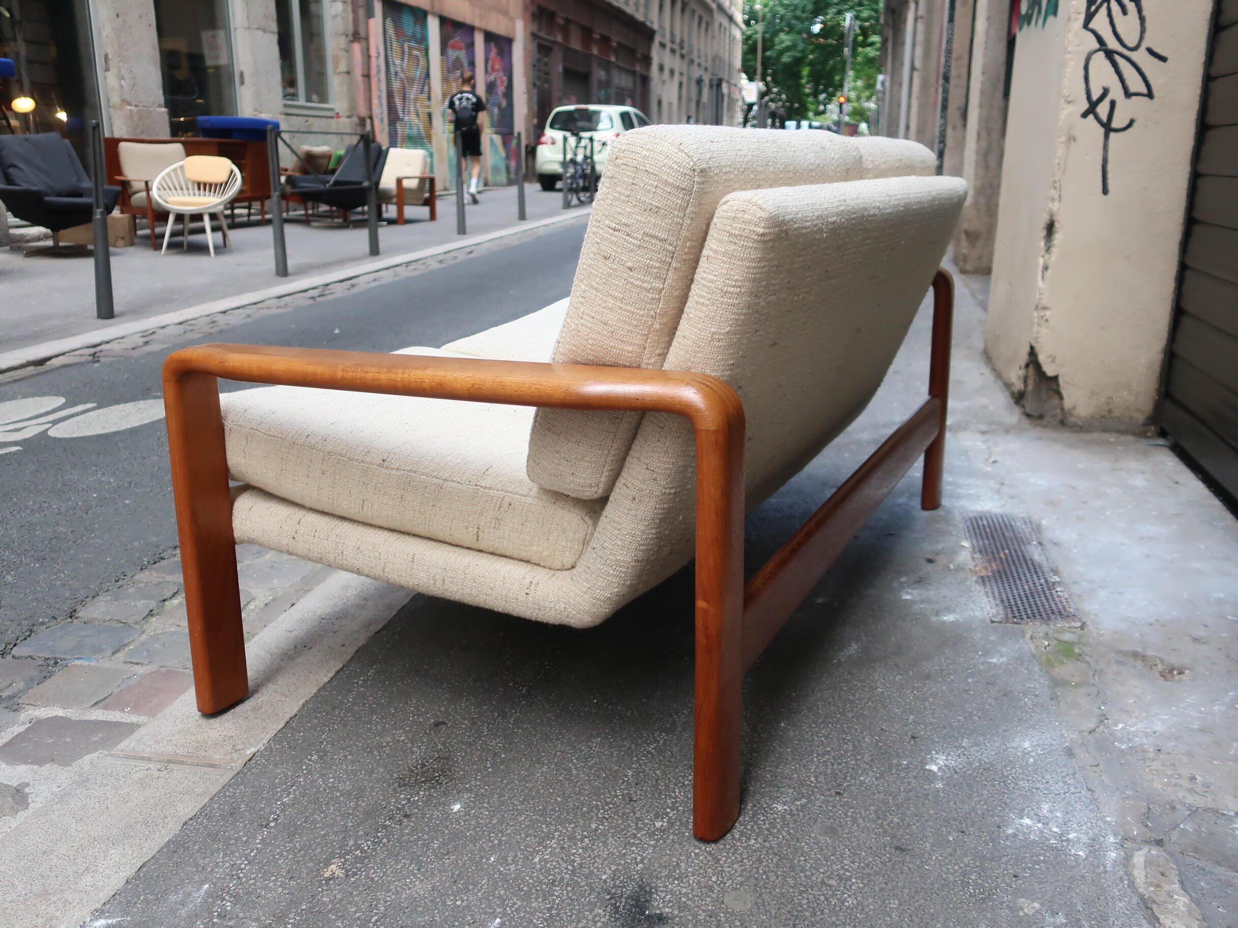 Scandinavian sofa in teak two-seater 60s