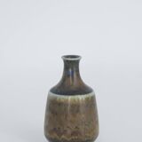 Small Mid-Century Scandinavian Modern Collectible Earthy Brown Stoneware Vase by G. Borg, Set of 3
