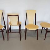 Set of 4 floating seat dining chairs / 1950s