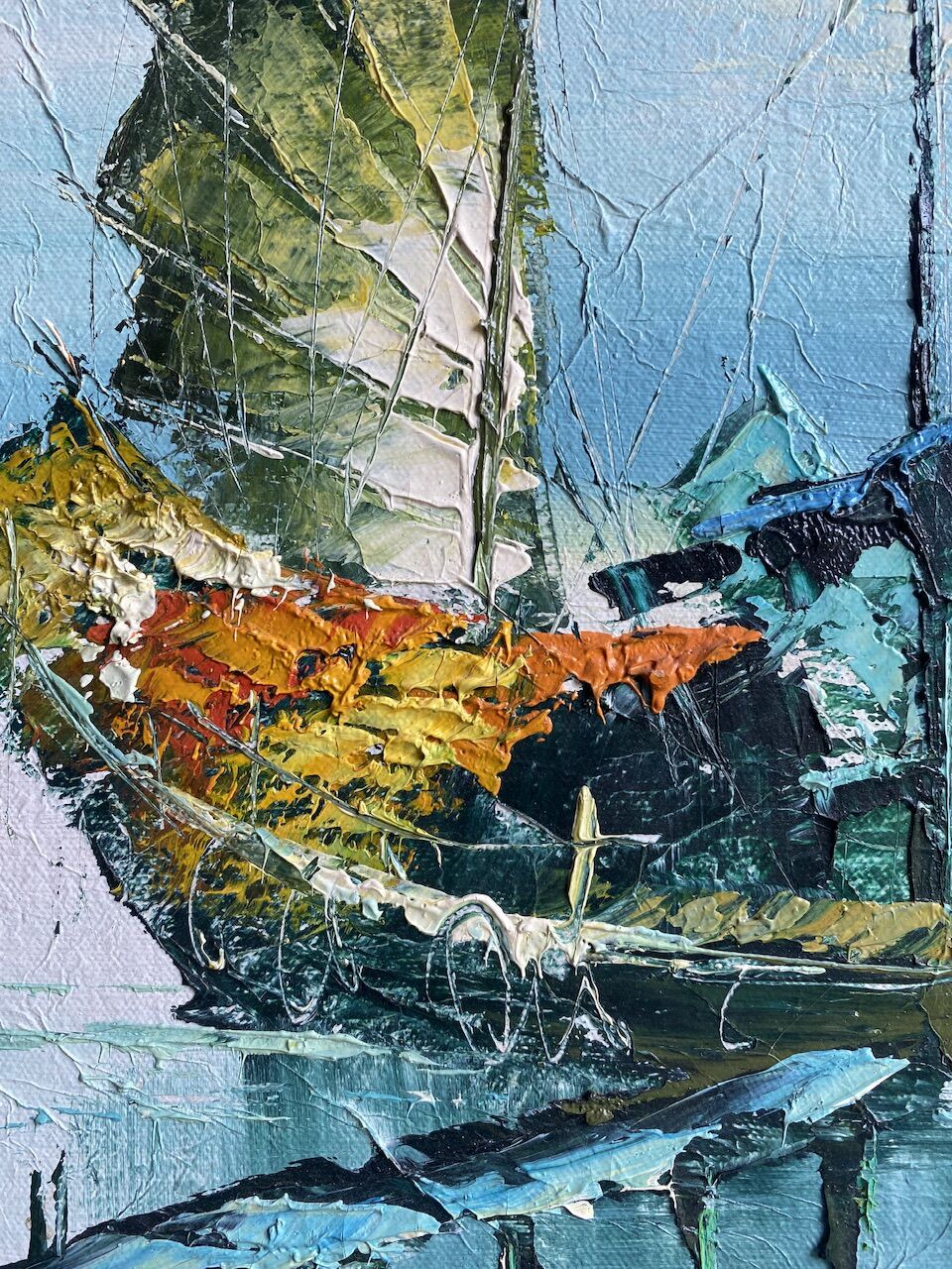 Marine, zampan boats at sunset, XX century
