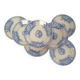 4 Sarreguemines blue flower plates, JARDINIÈRE model