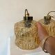 Pair of vintage amber glass pendant lamps