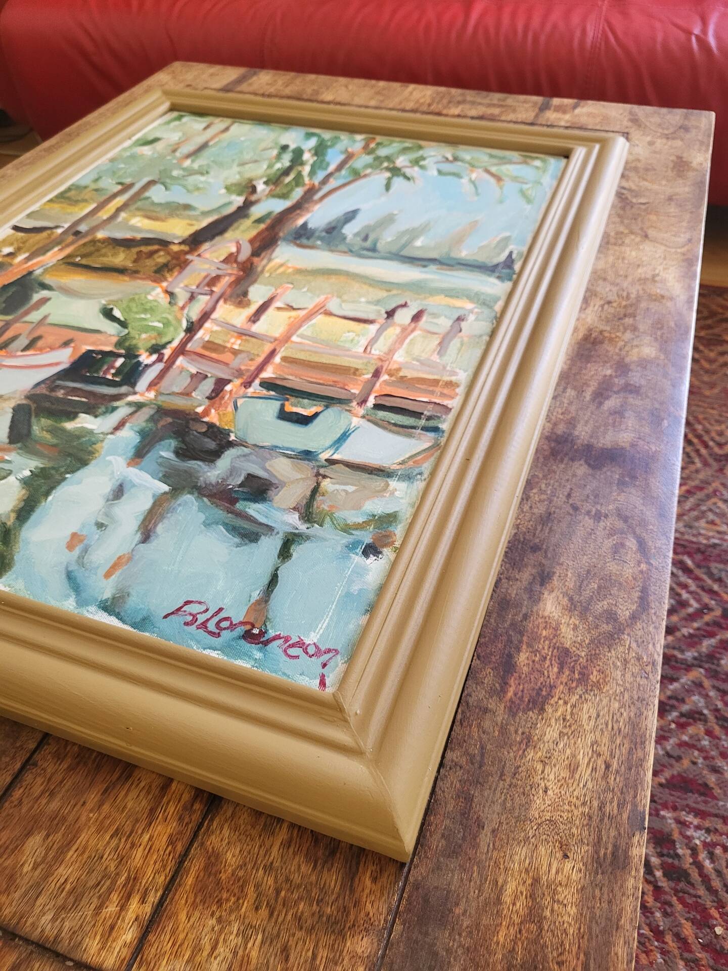 Vintage oil on canvas signed - Framed landscape of Vécétie