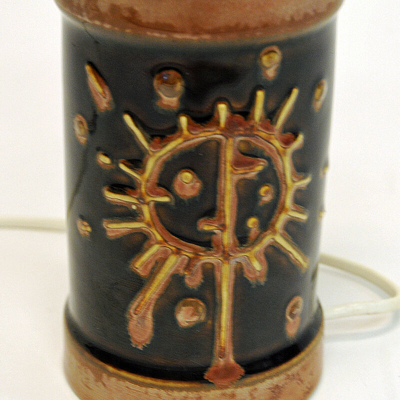 Tablelamp of brown glazed ceramics by Carl Harry Stålhane - Sweden 1960s