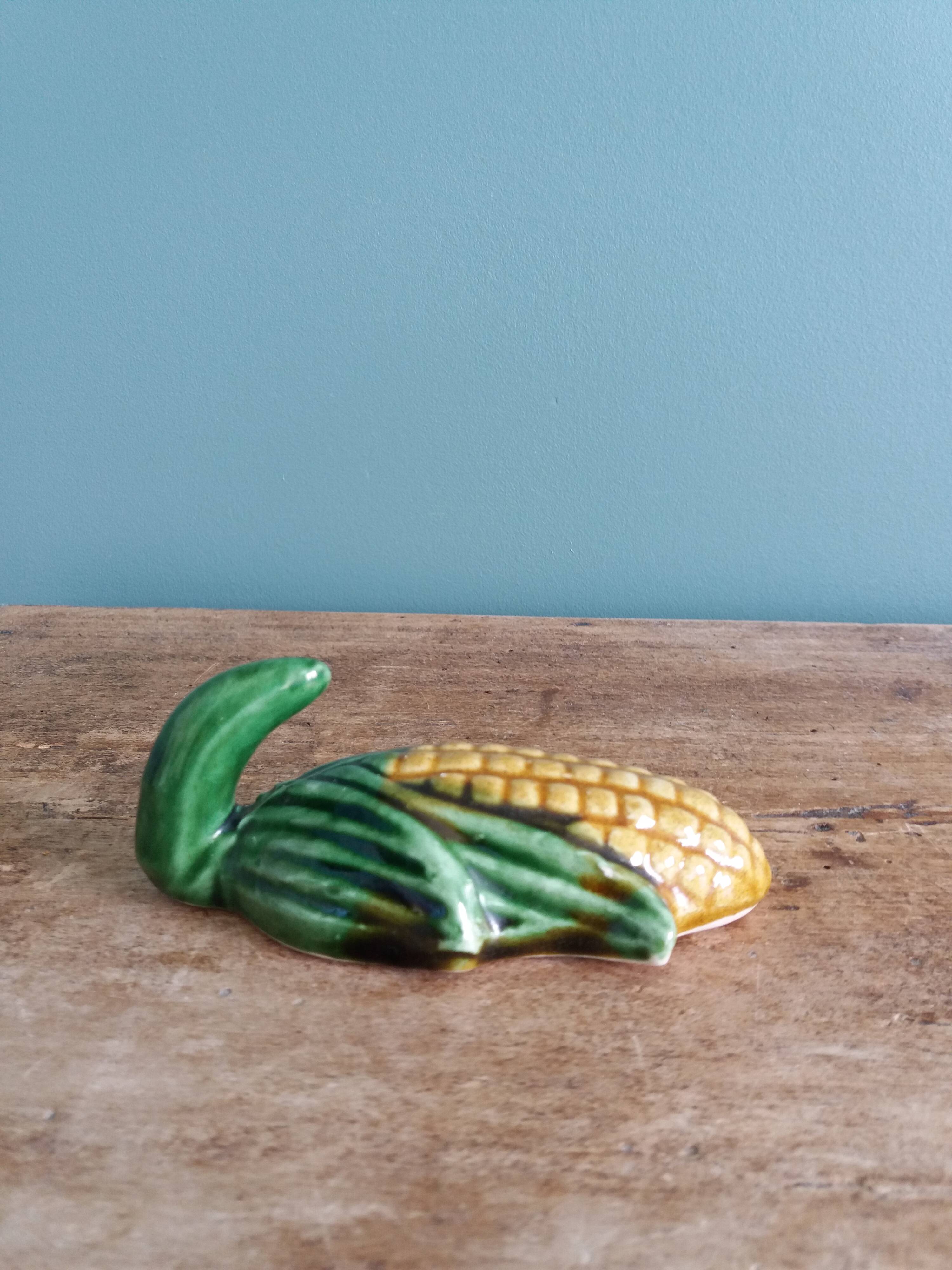 Patère crochet à torchon, maïs en barbotine