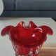 Murano Ashtray/Tray. Organic floral shape. Ruby red, 14cm.
