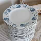 6 flat plates - Antique tableware set 82 pieces Sarreguemines earthenware Art Nouveau style