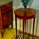 Louis xvi style pedestal table, rosewood, ebony and lemon tree