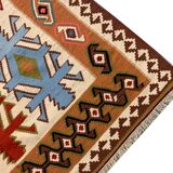 Tapis Kilim vintage en laine tissée à plat