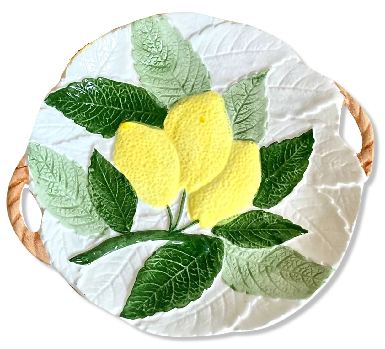 Plat à biscuits barbotine décor citrons