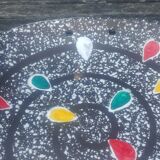 Decorative plate/serving dish in glazed ceramic from the 50s/60s, signed