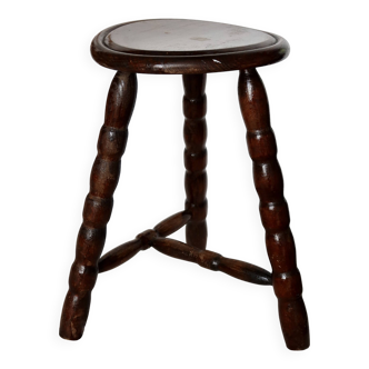 Vintage wooden tripod milking stool