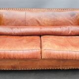 Vintage studded leather club sofa 50/60