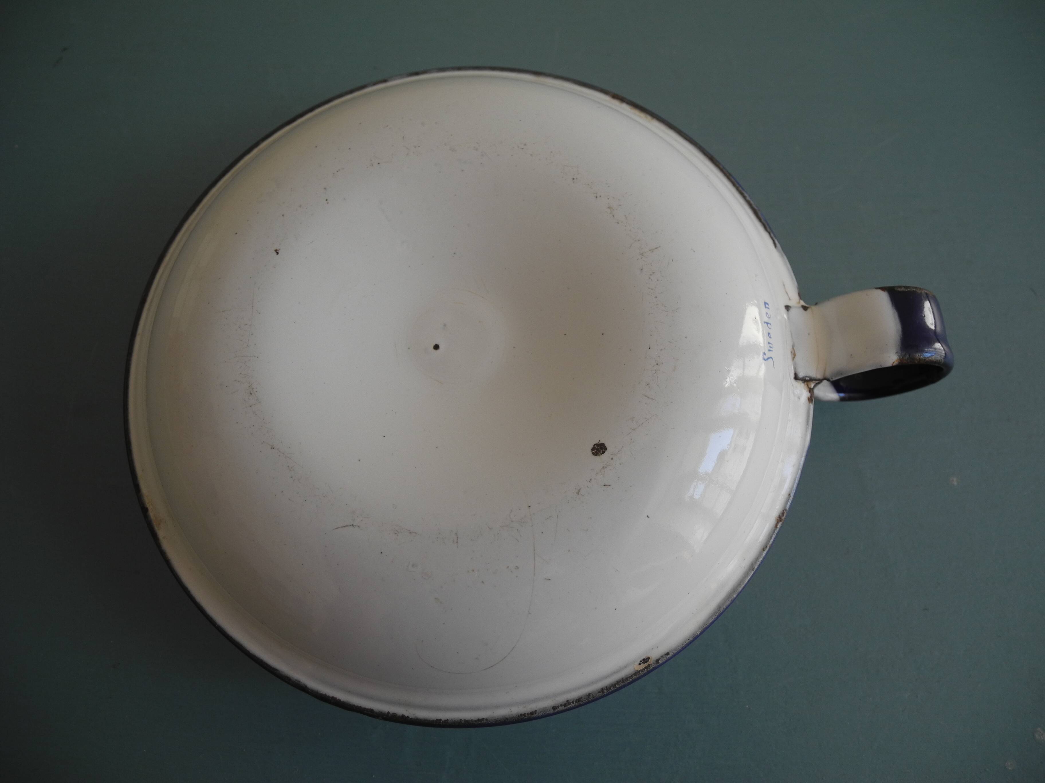 antique candlestick enamelled tin vintage candlestick Sweden