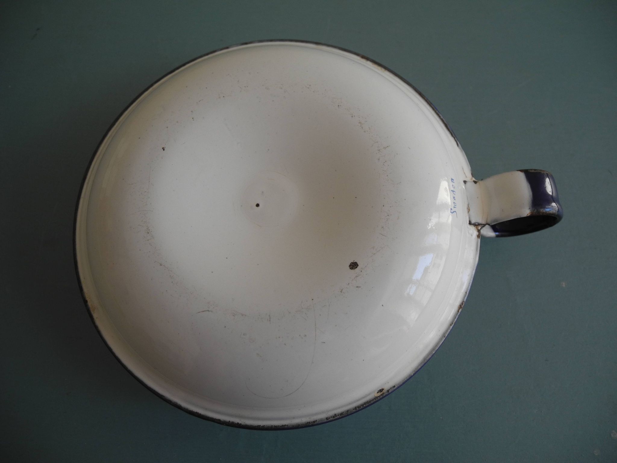antique candlestick enamelled tin vintage candlestick Sweden