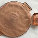 Pink glass salt shaker and cake dish