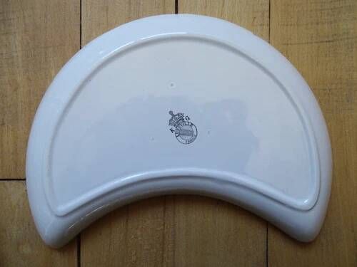 Faience plate KG LUNEVILLE "Street Lamp" crescent half-moon flowers