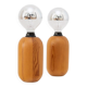 Pair of XXL Domus table lamps in marron wood with chrome globe bulbs