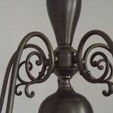 French Vintage Silver Metal 5 Light Flemish Chandelier Red Drips 5181