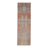 Tapis couloir en laine et coton fait main Oushak turc des années 1970, 81x265.
