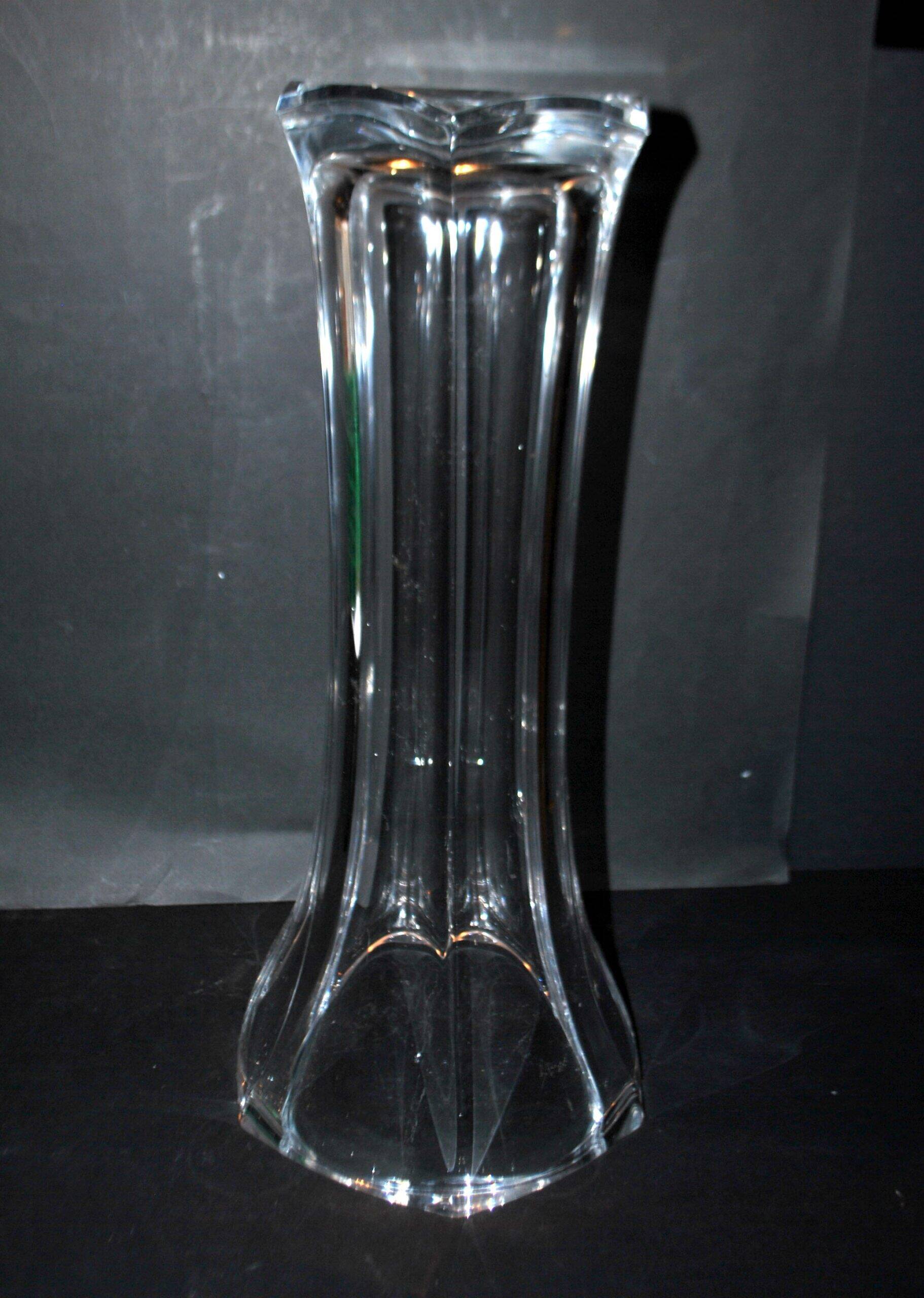 Sèvres large molded crystal vase, modernist design, H48.5